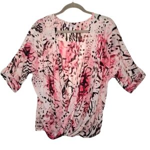 Jennifer Lopez Purple Sheer Animal Print Blouse Plus Size 0X